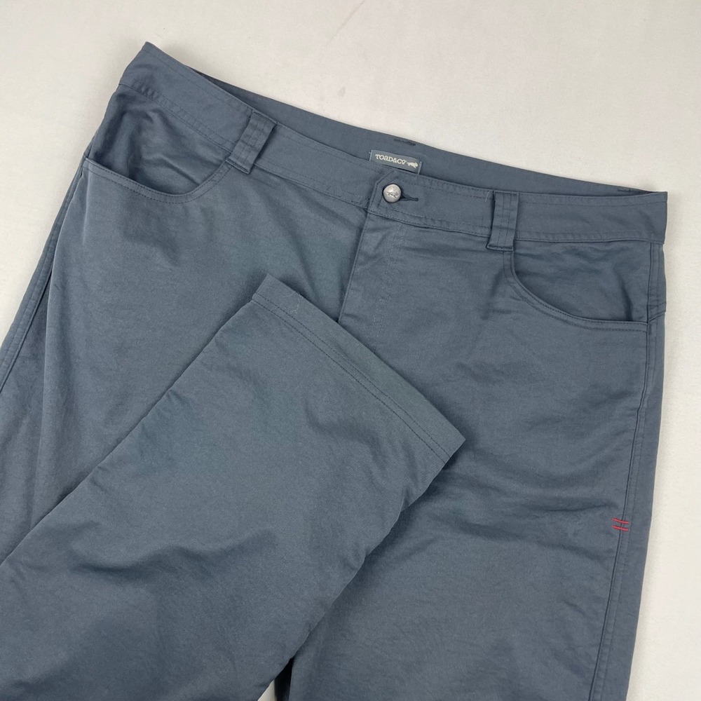 Toad&Co Rove Pants Mens 38 Gray Straight Leg Outdoor Travel Hiking Trousers